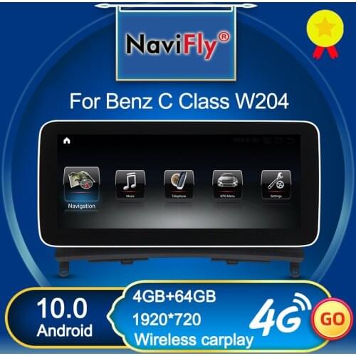 NaviFly Wireless Carplay Android 10.0 Car Multimedia Player For Benz C Class W204 C180 C200 C220 C300 2008 2009 2010 NTG 4.0