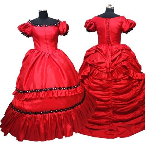 2020 New red victorian Halloween Cosplay dress Colonial Georgian Renaissance Gothic Historical dress D-603