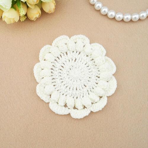 2015 new arrival Japan style white cup coaster with 3D flower design for wedding deocration pads coaster place table mats felt