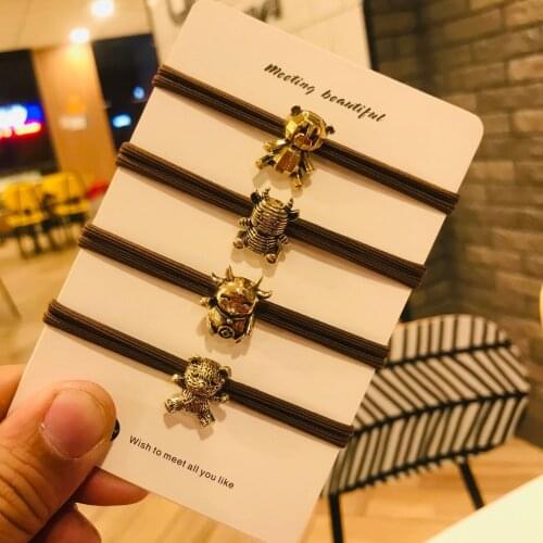 Japanese Korean Style Lovely Alloy Animals Rabbit& Bear Decor Hair Band Hair Rope Hair Accessories Headpiece Women Girl Gifts