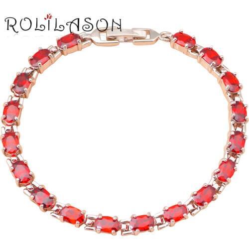 ROLILASON Garnet Jewelry for Ladies Friendship red zircon Bracelets Wholesale Retail Fashion jewelry TBS724