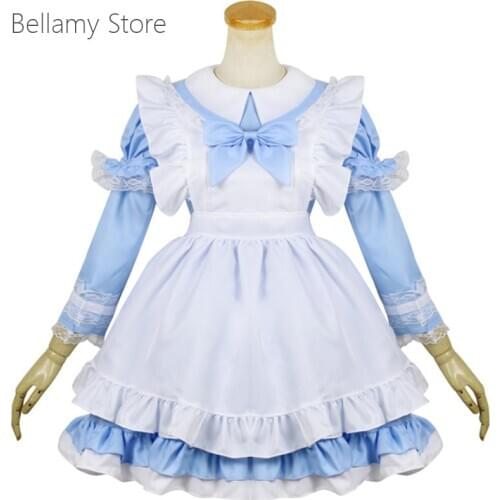 Hand madeAlice Pink Maid Dress cosplay costume Lolita long sleeve soft girl cute princess skirt