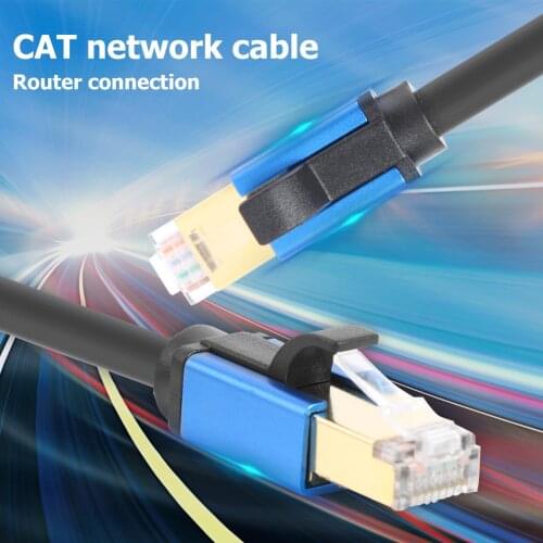 Cat8 Ethenet Cable Network Cable LAN Patch Cord Blue Gold Plated RJ45 STP 26AWG Household Computer Accessories