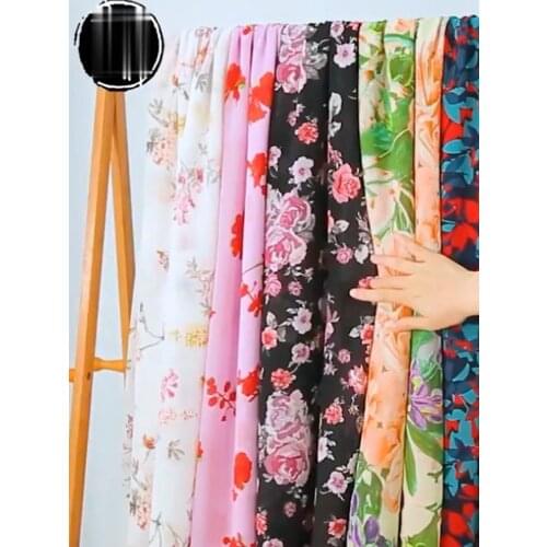 75D Flower Printed Chiffon Fabric By The Meter Per Fashion Dress Shirt Clothes Sewing Floral DrapeTextile Soft Breathable Cloth