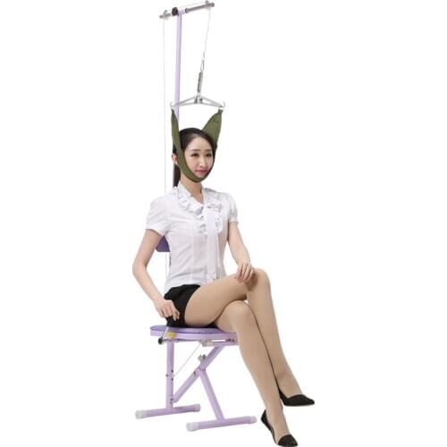 Foldable convenient cervical neck traction device reinforced frame orthotics for stroke hemiplegia home correction stretcher