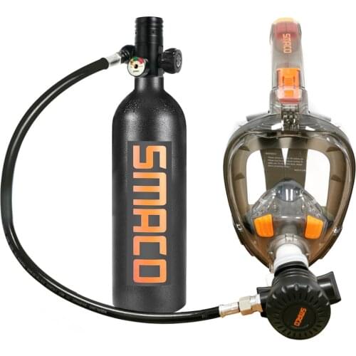 SMACO S400PLUS Mini Scuba Diving Tank and Diving Mask Full FaceCombination, Free Breathing Underwater for 16 Minutes