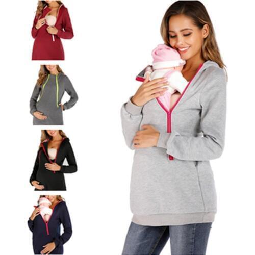 Maternity+Baby+Hoodies Coat Babywearing Jacket Parenting Sweatshirts Women Thickened Multifunctional Mother Kangaroo Hoodies Top