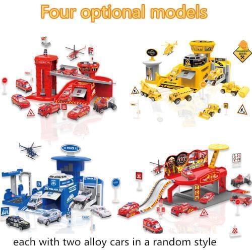 DIY track 3D racing car track toy parking lot assembly track car toy slot model fire engineering toy children simulation Kit