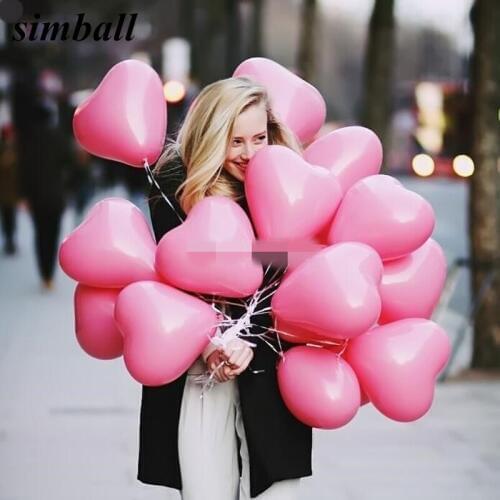 10pcs/lot 2.2g Red Love Heart Latex Wedding Decoration Helium Balloons Valentines Day Birthday Party Inflatable Balloon Supplies