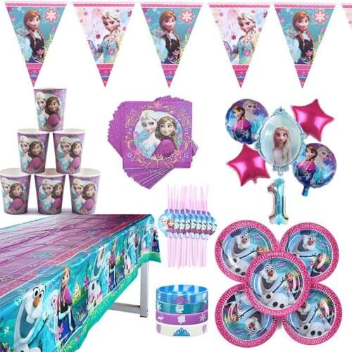 Frozen Princess Aisha Anna theme birthday party decorations baby shower disposable tableware dinner set