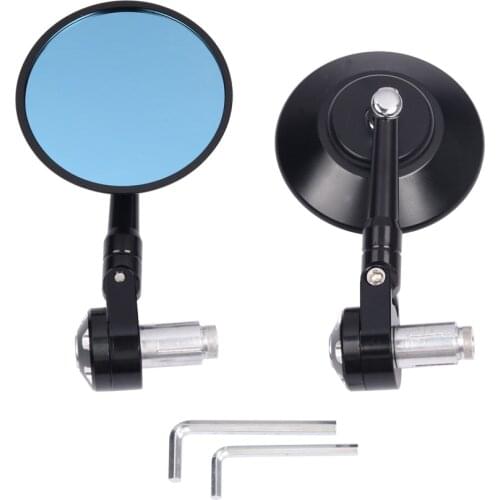 Universal Motorcycle Bar End Black Rearview Mirror Round Round shape Oval Side Mirrors FOR caferacer honda vtx 1300 vfr 800