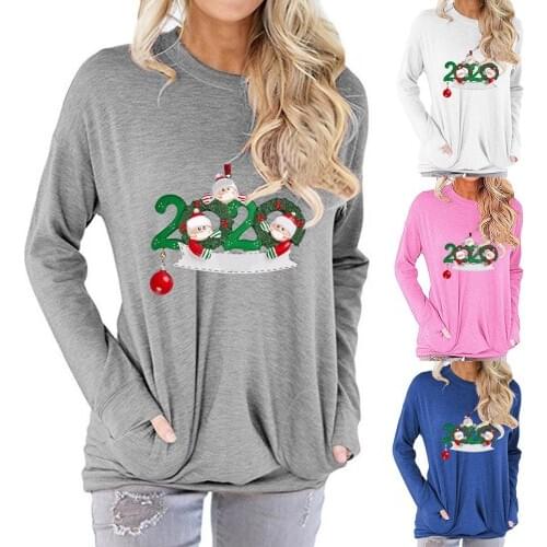 Women Autumn Winter Round Neck Long Sleeve Casual Loose Blouse Pullover Top