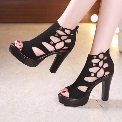 2021 New Sandals Womens Thick-heeled High-heeled Platform Waterproof Platform Open-toe Fish Mouth High-heeled Shoes
