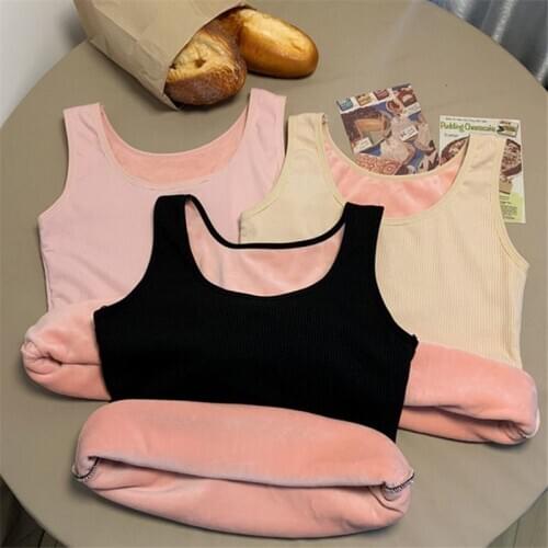 Women 2021 Autumn Winter New Fashion Thick Warm Vest Tops Female Tight Bottoming Tops Ladies Solid Color O-neck Vest Tops D479