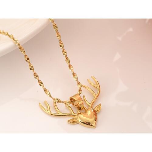 Gold Dropship deer pendant necklace Women girls men Valentines Day Christmas party souvenir jewelry Gift sweater chain