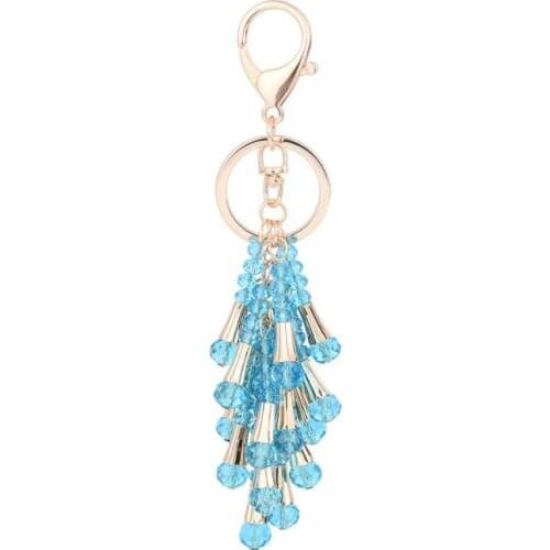 10pcs/lot korean style woman fashion rhinestone tassel keychain female crystal bag pendant key ring $42