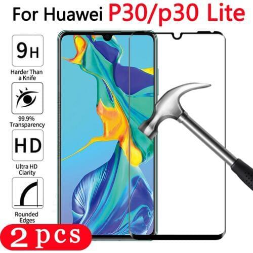 2Pcs 9H tempered glass for huawei P40 pro plus lite E protective film P30 lite P20 pro phone screen protector glass smartphone