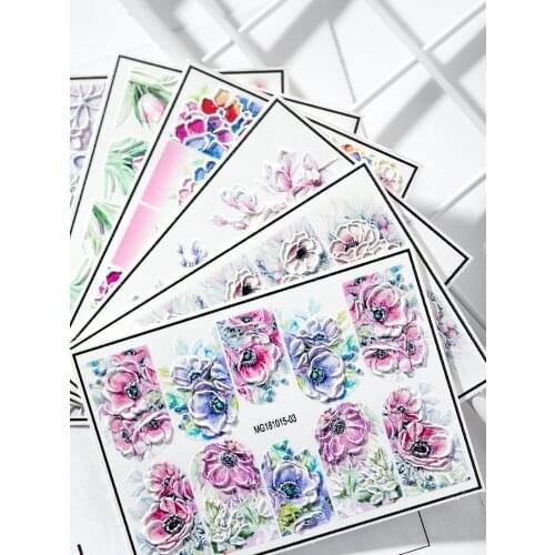 3 Acrylic Stickers d Embossing, Water Transfer Printing, Summer Art, Sliding Nail Decals ,1