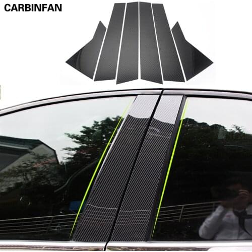 B+C Column Car Sticker Carbon Fiber Mid-Column PC Window Trims Pillars Post Cover For Mitsubishi Outlander 2013-2019 C1639