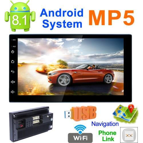 7'' RK-A708 Andriod 8.1 HD 1024*600 Screen Car MP5 GPS Navigation Bluetooth Receiver AM FM Radio USB phonelink for Camera&DVR