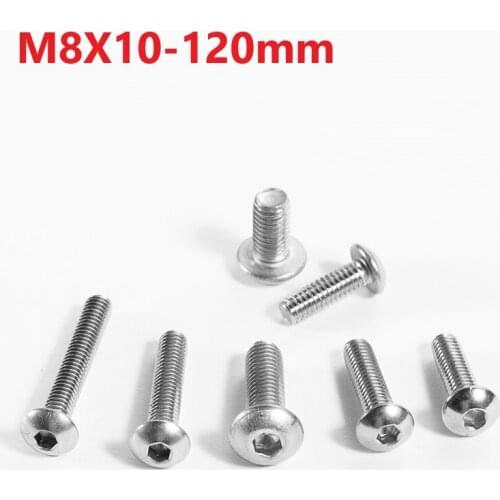 8mm 304 Stainless Steel Hexagon Socket Pan Head Screws M8 x10 40 70 80 90 100 110 120mmCup Head Hexagon Socket Bolts