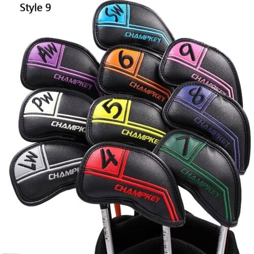 Golf Club Cover Iron Hat Cover 10-12 pcs/set 3D Embroidered Ball Head Protective Cover Waterproof Thickening PU Golf Products