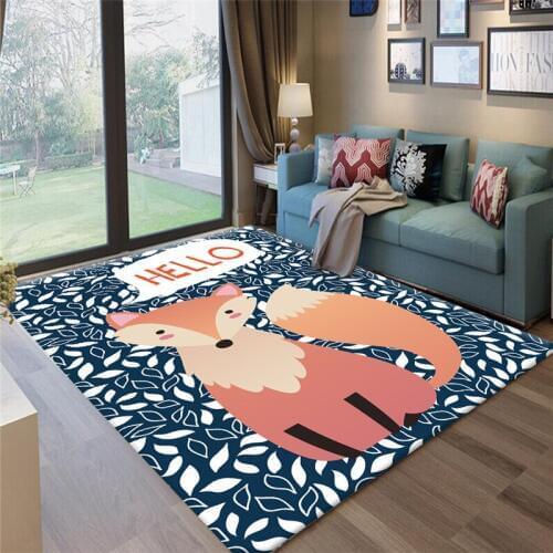 Kids Fox/Cat/Owl Print Big Size Carpets For Living Room Bedroom Parlor Hallway Area Rugs doormat Baby/Child Room Rug and Carpet