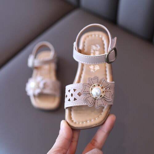 2021 New Baby Fashion Flowers Sandals Kids Flat Dress Shoes For Little Girl Beach Elegant Summer Child Sandals 1 2 3 4 5 6 Years