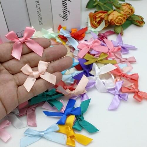Can select colors) 50pcs Solid Polyester Ribbon Bowtie Kawaii Garment Craft jewelry accessory gift decorated/satin silk flower