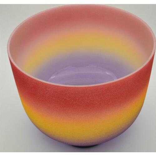 HF 12 inches Frosted Crystal Singing Bowl With Rainbow Colorl CDEFGAB