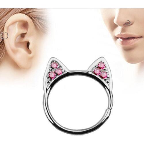 1 Piece Nostril Gold Silver Crystal Cat Nose Hoop Nose Rings clip on nose ring Body Fake Piercing Piercing Jewelry For Women