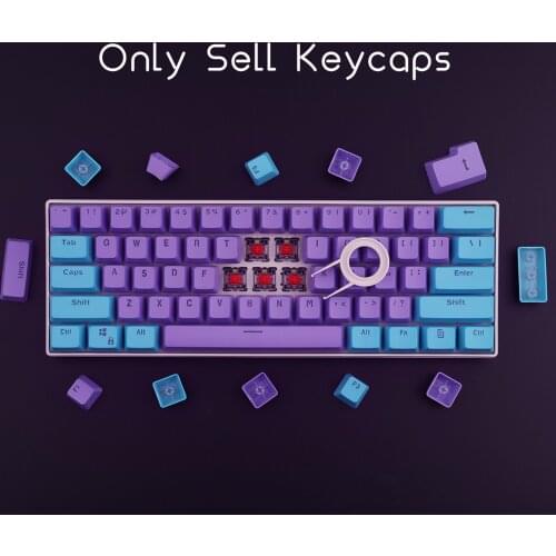 PBT Keycap 61 key Blue and Purple Double Color Backlight Keycaps Universal Column For Ikbc Cherry MX Annie Mechanical Keyboard