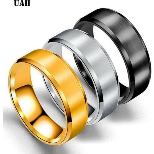 UAH Fashion Simple Matt 316L Stainless Steel Rings for Women 2018 jewelry wholesale Party Gift Dropshopping