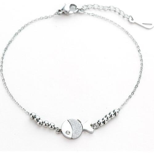 Fashion Bead bracelets for Women Fish charm Bracelet Stainless Steel Chain Jewelry