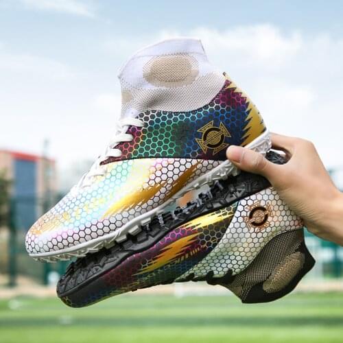 Big Size 46 Men TF Futebol High Ankle Socks Sneakers Superfly Soccer Shoes Concrete Floor PU Rubber Breathable Football Boots