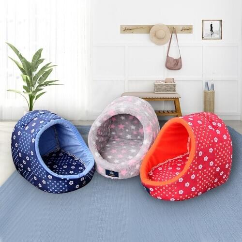 Pet bed for Cats Dogs Soft Nest Kennel Bed Cave House Sleeping Bag Mat Pad Tent Pets Winter Warm Cozy Beds semi-enclosed