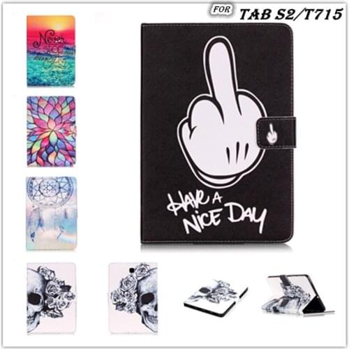 2016 new Hot Sell Cartoon skull pu Leather case Stand Flip table Case for Samsung Galaxy Tab S2 8.0 T710 T715 Tablet case Cover