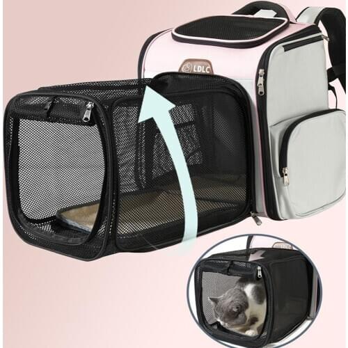 Pet Carrier Cats Backpack Portable Pet Bag Expands Outward Collapsible Dog Bag Breathable Mesh Outgoing Travel Mochila Para Gato
