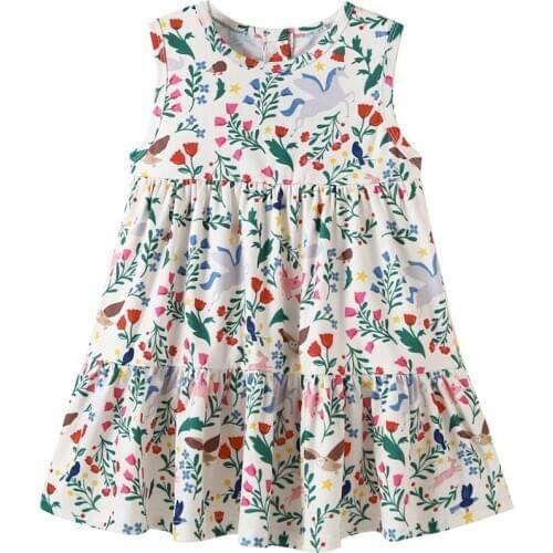 Baby Girl Dress Sleeveless Flower Print Dress Child Princess Dress Cute Suspender Dress Summer Floral Dress