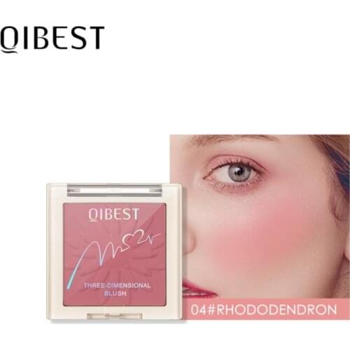 QIBEST Make-up Pearlescent Matte Blusher Cream Natural Long Lasting Rouge Blush Powder Foundation Rouge Cheek Tint Blush