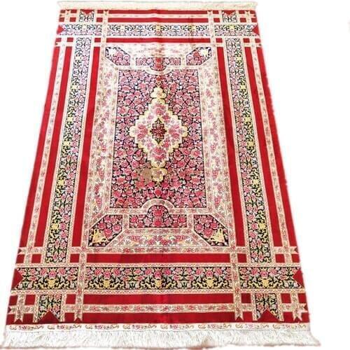 Seeykeep™ 4x6ft Silk Handknotted Rug With Unique Red Rose Design -NY3016010
