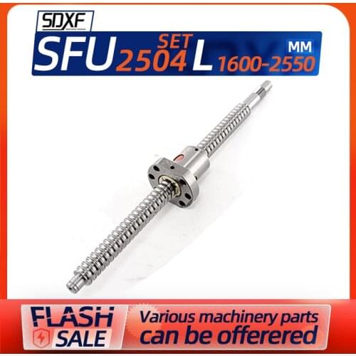 CNC ball screw nut 25mm SFU2504 ball screw 2500 1500mm with BKBF20 end machining + ball screw nut 2504 + supporter + coupling