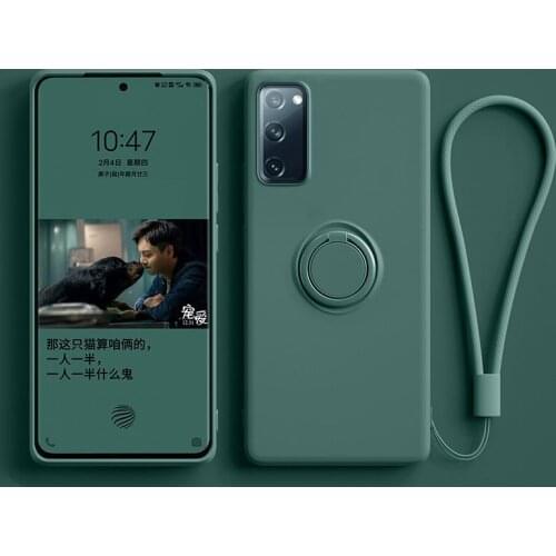 Silicone Ring Case For Samsung Galaxy S20 S21 S20 Ultra S Note 20 10 S10 S9 S8 Plus S9Plus S10Plus Full Camera Protection Cover