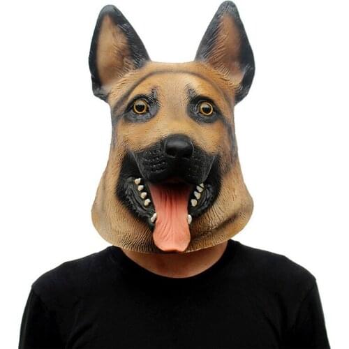 Dog Head Latex Mask Full Face Adult Mask Breathable Xmas Masquerade Fancy Dress Party Cosplay Costume Lovely Animal Mask