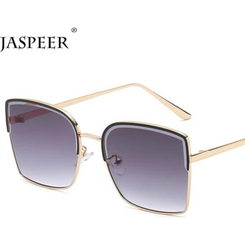 JASPEER Retro Square Sunglasses Women Vintage Square Sun Glasses Men UV400 Vintage Shades Fashion Eyebrow Eyewear Metal Frame