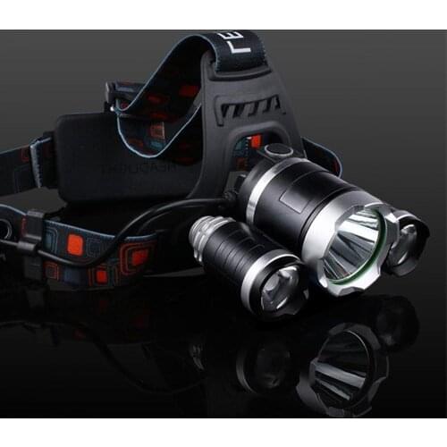 4-Mode 3-LED White Light LED Headlamp 1000lm T6 LED Headlight Outdoor Flashlight LED Lamp Torchlight Head Light (2x 18650)