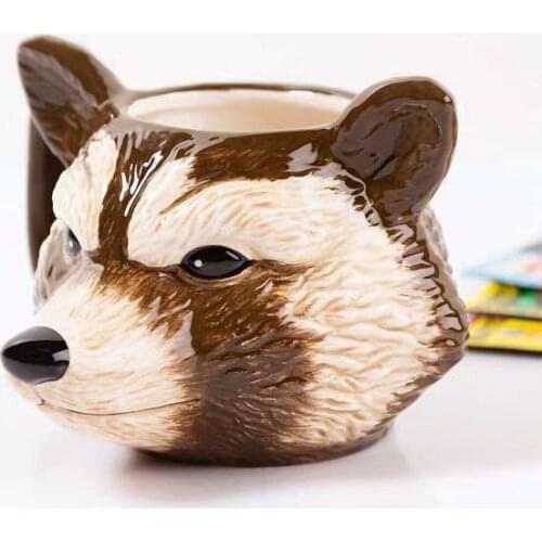 3D Three-dimensional Rocket Raccoon Ceramic Cup Water Cup Coffee Cup Three-dimensional Animal Raccoon Mug