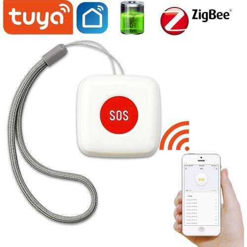 TUYA ZigBee SOS Button Sensor Alarm Elderly alarm Waterproof Emergency Help Alarm Switch Work with Tuya Zigbee hub Smartlife App