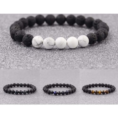 Unisex Simple Natural Stone Tiger Eye Beaded Healing Bracelet Elastic Jewelry