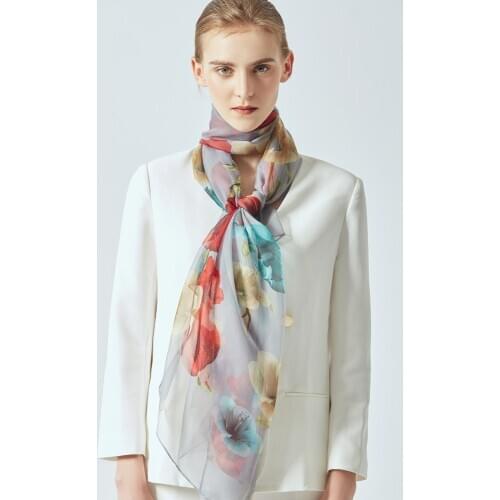 [VIANOSI] 2020 Soft Silk Scarf Women Luxury Brand Print Scarves Floral Pashmina Shawl Femme 75X55inch Bandana Bufanda Foulard